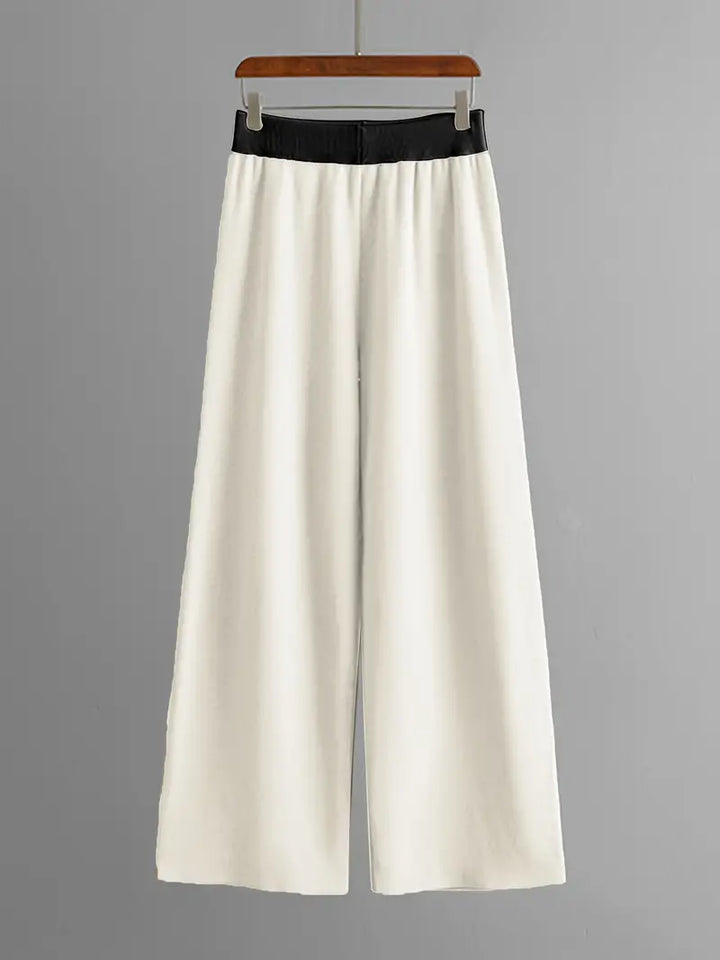 Olga™ - Ensemble top en maille à col en V et pantalon