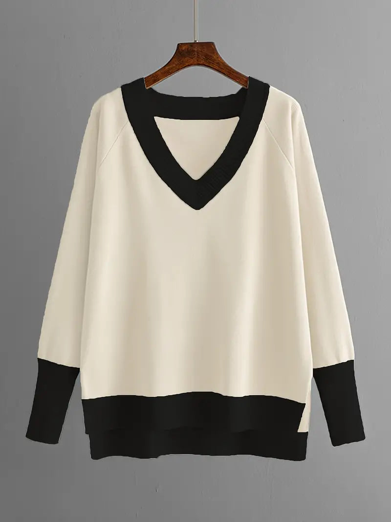 Olga™ - Ensemble top en maille à col en V et pantalon
