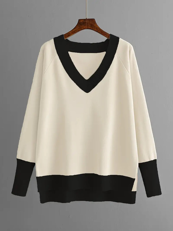 Olga™ - Ensemble top en maille à col en V et pantalon