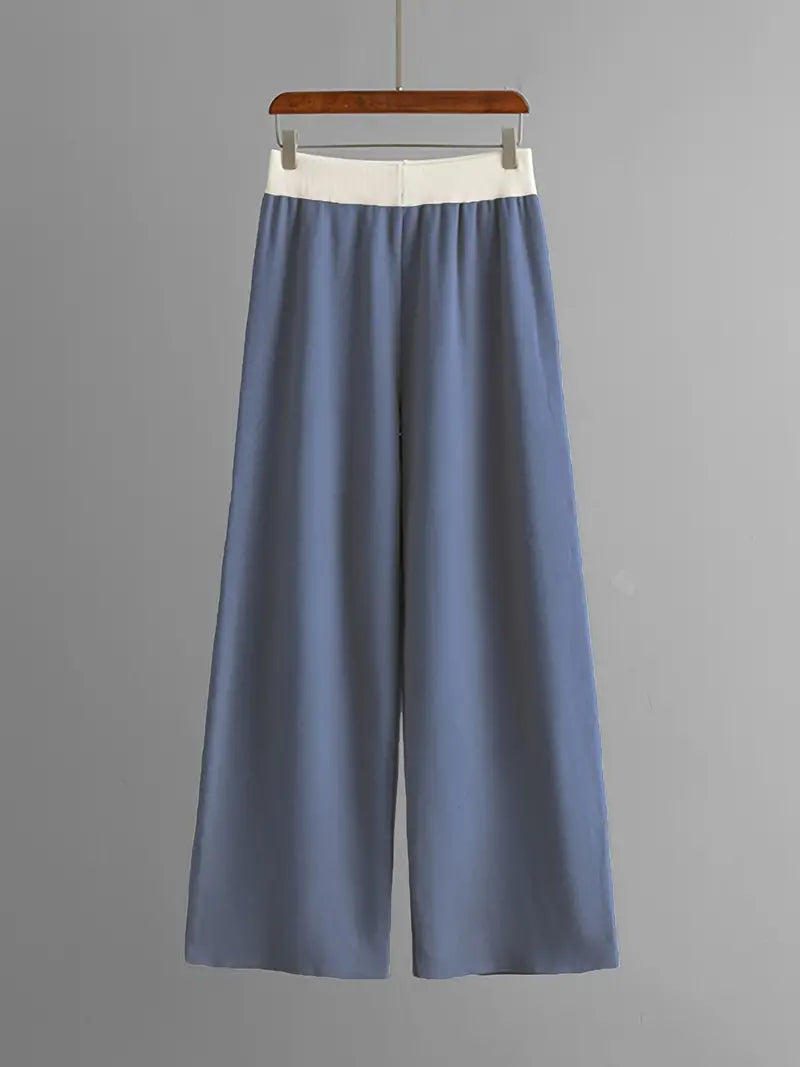 Olga™ - Ensemble top en maille à col en V et pantalon