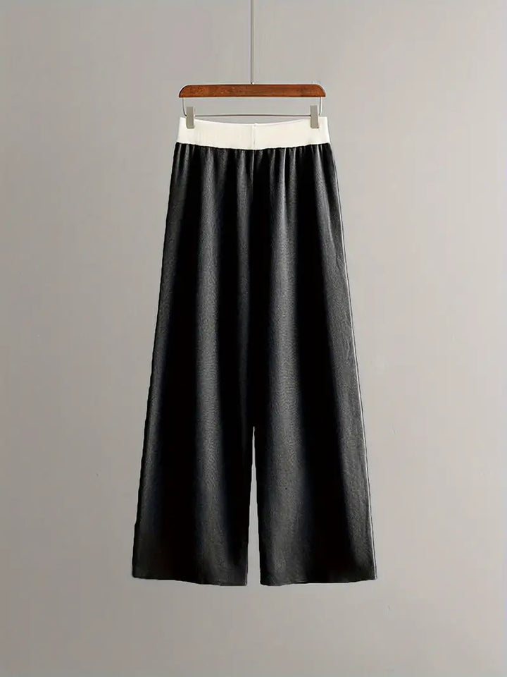 Olga™ - Ensemble top en maille à col en V et pantalon