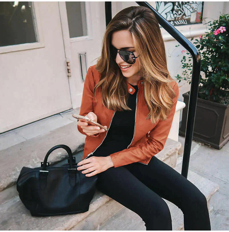 COLETTE™ - Veste en Cuir Italien Fabriquée à la Main