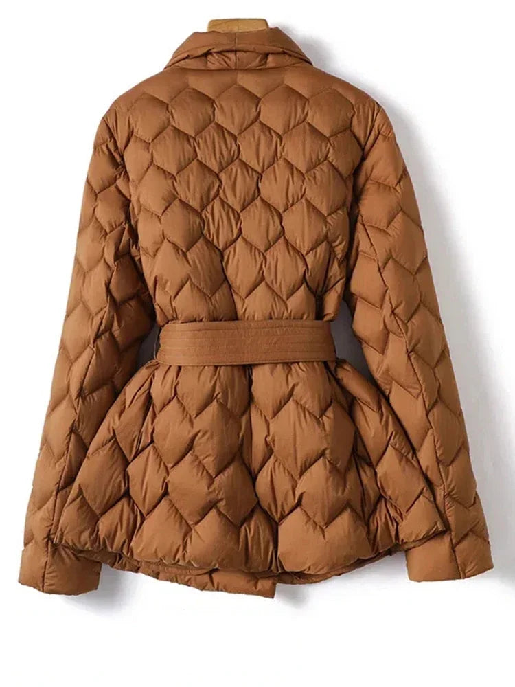 Antonella™ | Manteau Élégant en Plumes avec Ceinture