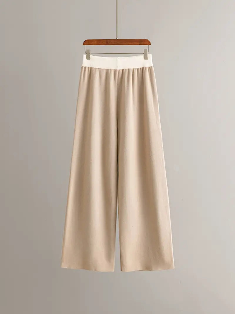 Olga™ - Ensemble top en maille à col en V et pantalon