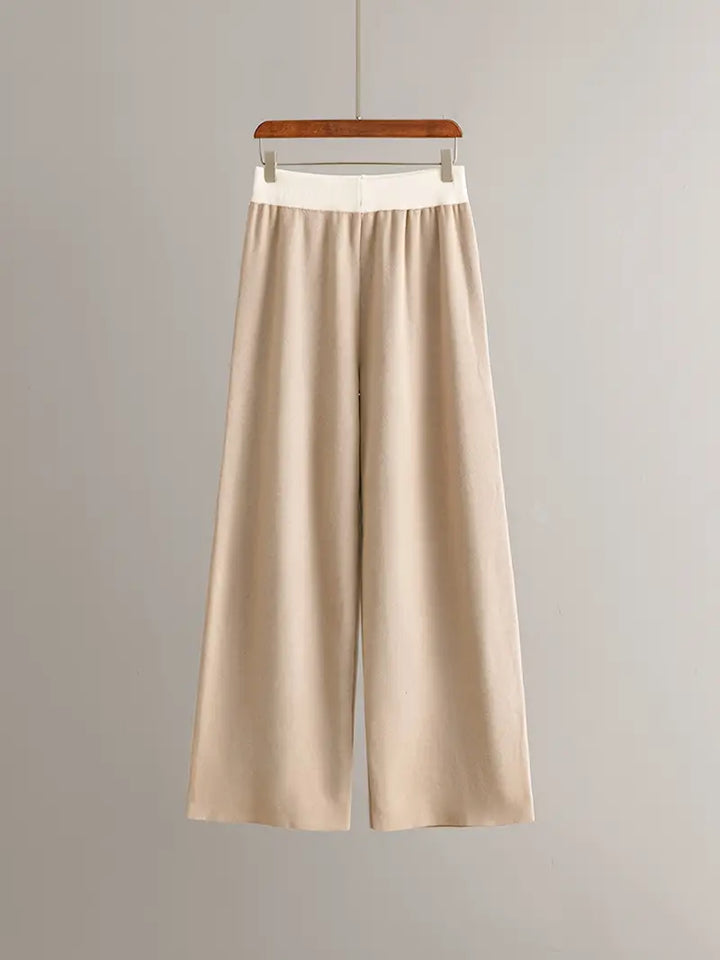 Olga™ - Ensemble top en maille à col en V et pantalon